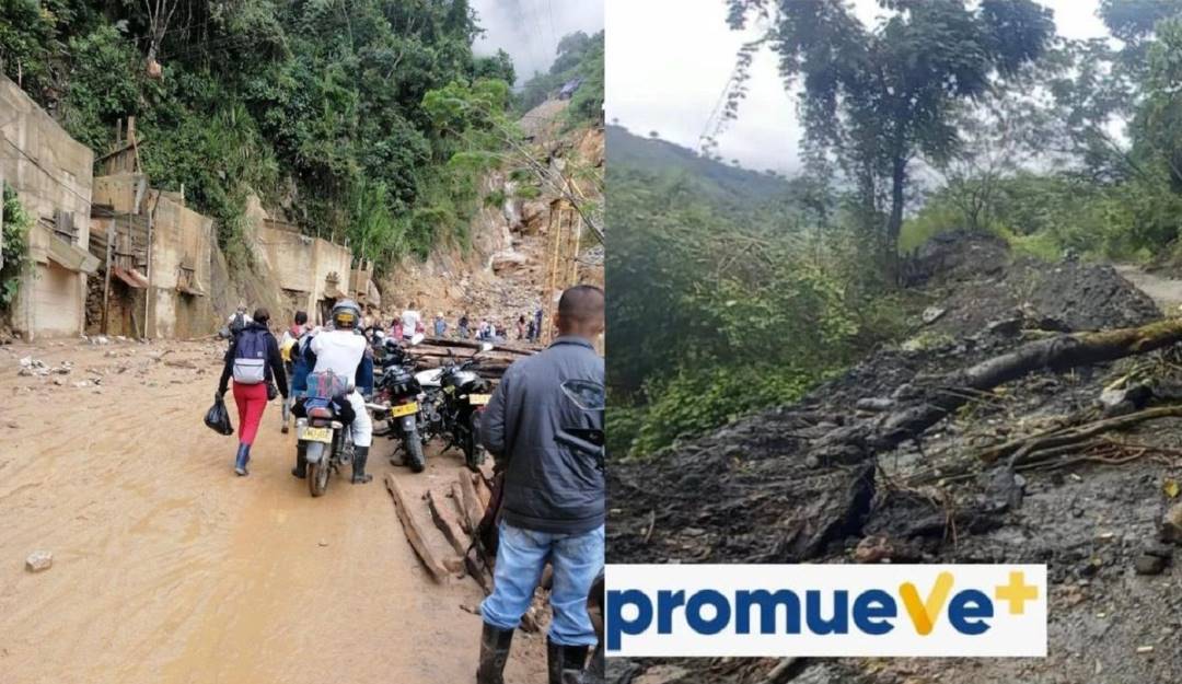 Deslizamientos de tierra en varios municipios de Caldas. Crédito: Promueve Más y Bomberos Marmato.