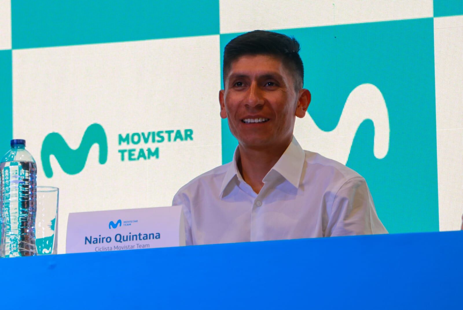 Nairo Quintana en la rueda de prensa de presentación en su regreso al Movistar Team / Caracol Radio.