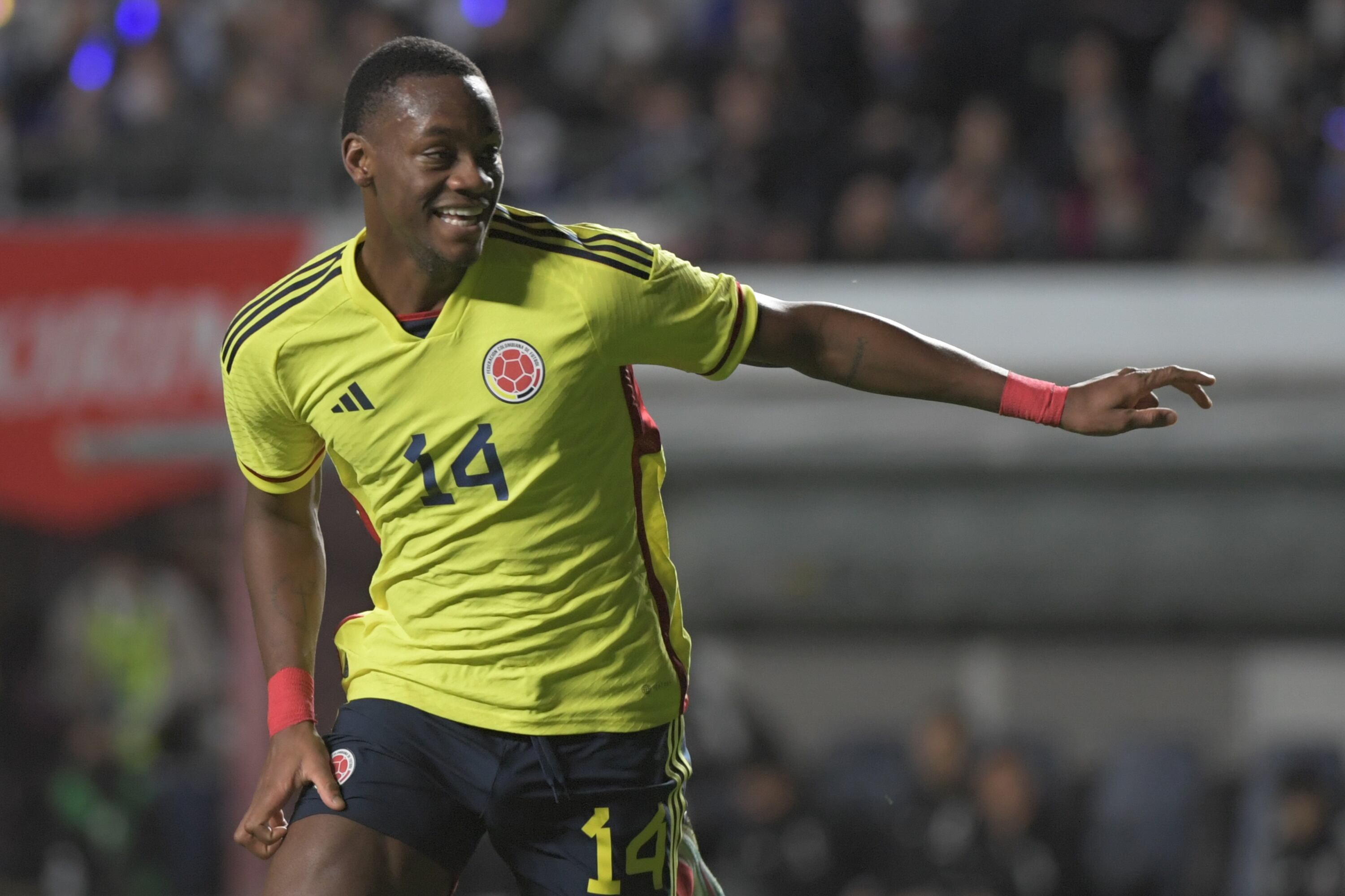 Jhon Jader Durán festeja su primer gol con la camiseta de la Selección Colombia.  (Photo by Kaz Photography/Getty Images)