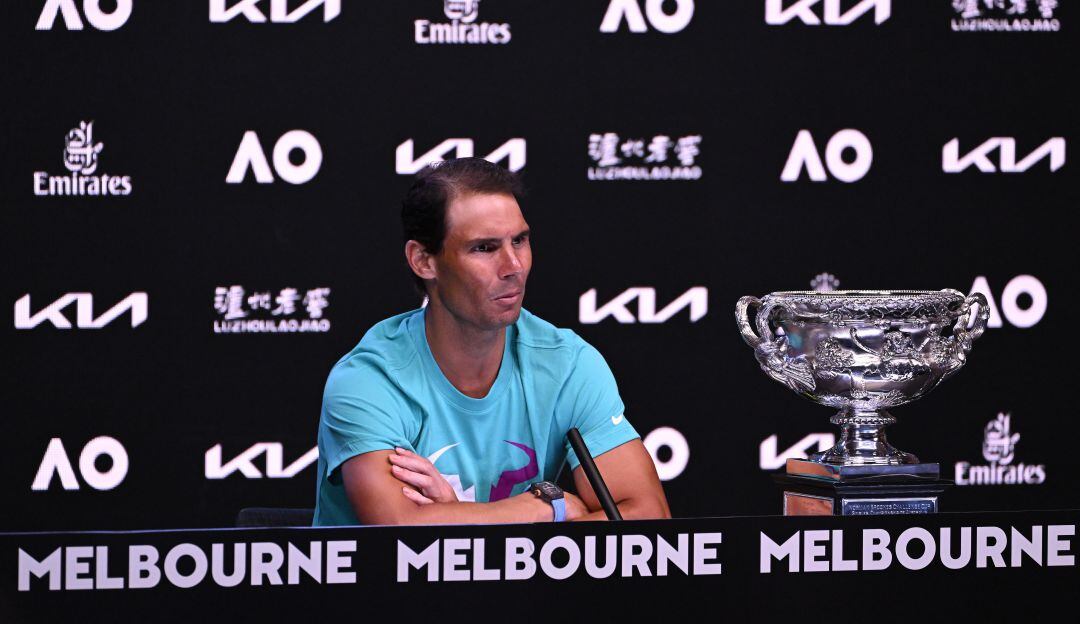 Rafael Nadal en la rueda de prensa tras ganar el Abierto de Australia.