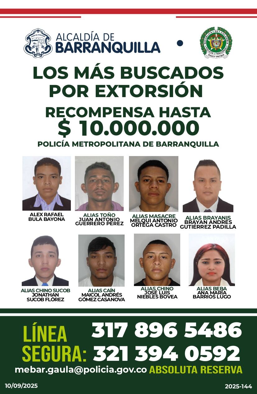 Cartel de los más buscados. Fotro: cortesía.