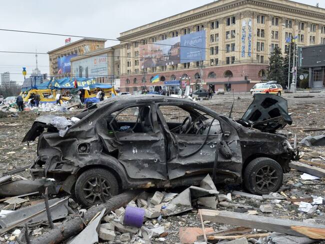 Resultado de los bombardeos en el centro de Jarkov
