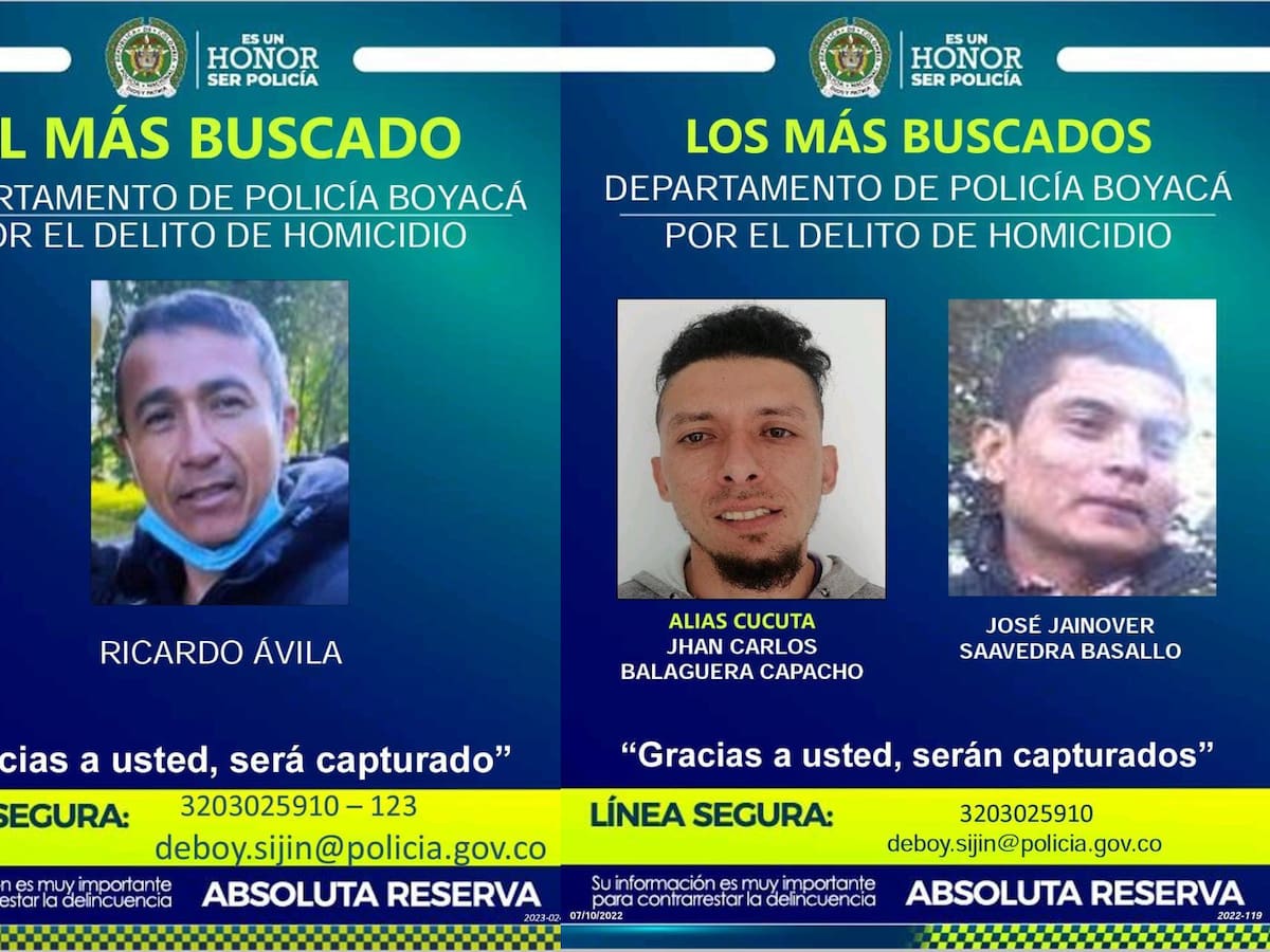 Estos son los fugitivos más buscados en Boyacá