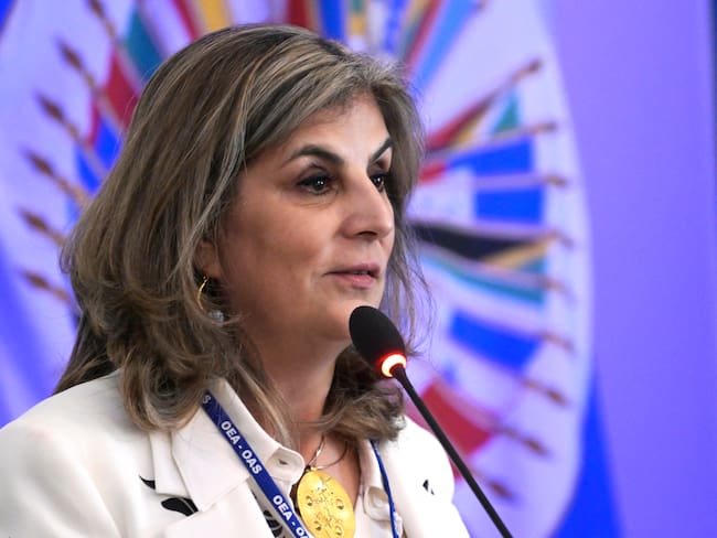 USA2417. WASHINGTON (DC, EEUU), 05/05/2025.- La diplomática colombiana Laura Gil habla tras su elección como secretaria general adjunta de la Organización de los Estados Americanos (OEA) este lunes en la sede del organismo en Washington (EE.UU.). Gil fue elegida como secretaria general adjunta de la Organización de los Estados Americanos (OEA), convirtiéndose en la primera mujer en ocupar el segundo cargo más alto del organismo. EFE/Lenin Nolly