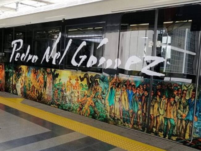 Metro de Medellín pinta un tren con los murales de Pedro Nel Gómez