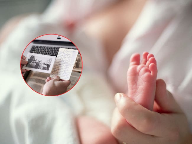 Bebé recién nacido con su mamá / Mujer revisando fotografías viejas de su familia (Getty Images)