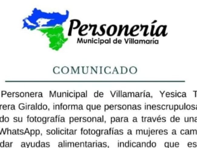 Personera de Villamaría Caldas denuncia que están suplantando su identidad