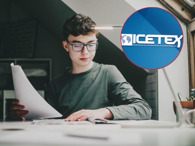 Imagen de referencia de un estudiante junto con logo de ICETEX/ Getty Images- ICETEX