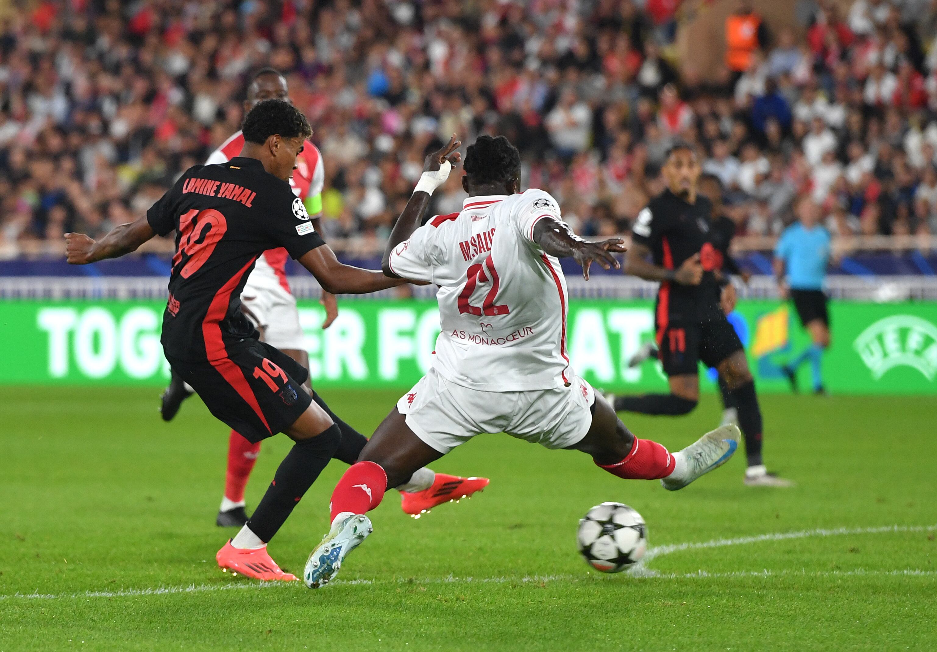 AS Monaco vs FC Barcelona . (Photo by Chris Ricco - UEFA/UEFA via Getty Images)