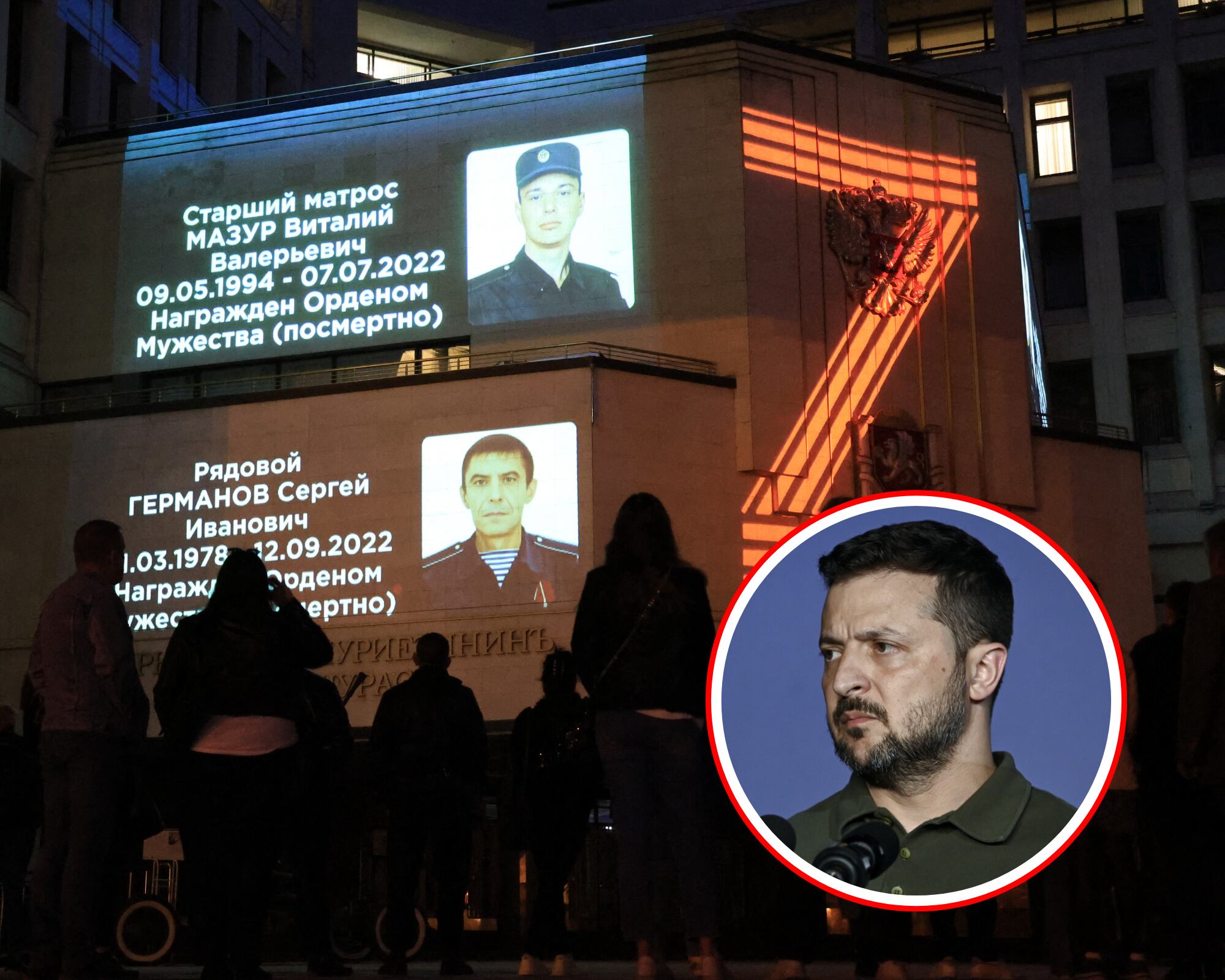 Retratos de civiles y soldados rusos muertos tras ataques de Ucrania durante los dos años de guerra.
(Foto: Getty / Caracol Radio )