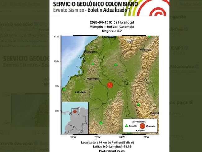 Fuerte temblor tuvo epicentro en Mompox, Bolívar