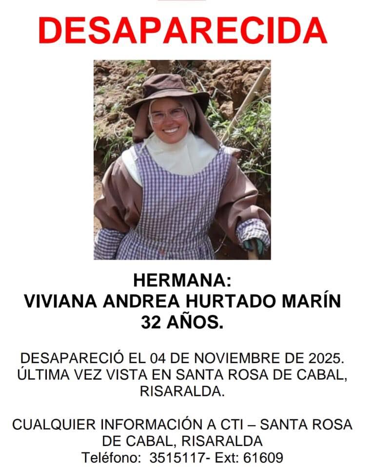 Religiosa desaparecida en Santa Rosa de Cabal (foto: redes sociales )
