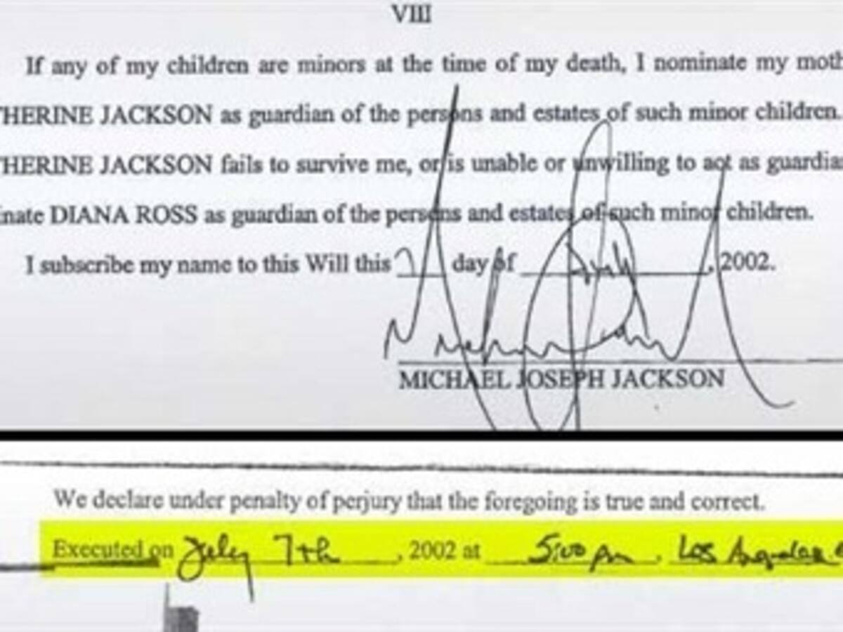 Testamento de Michael Jackson sería falso
