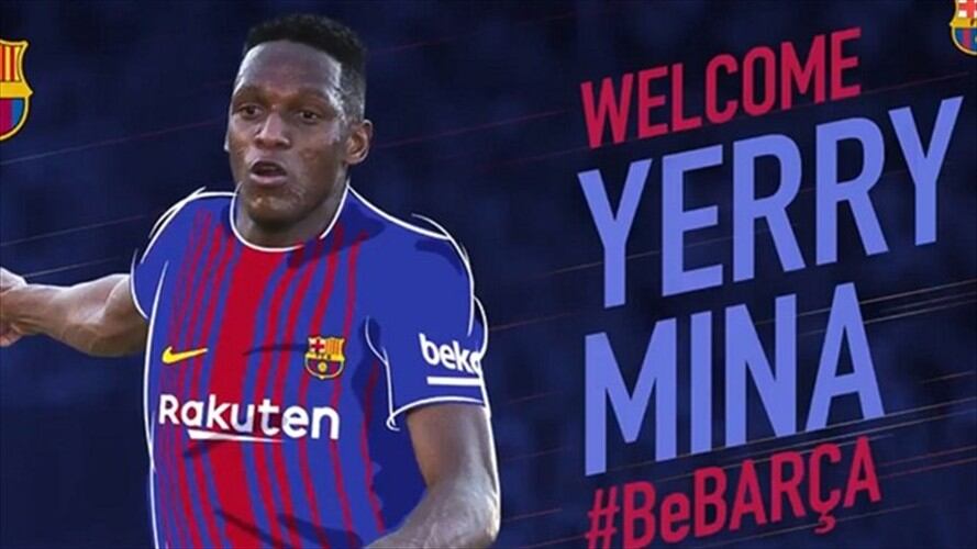Yerry Mina . Foto: Twitter @FCBarcelona_es