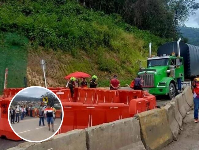 Manifestantes bloquean la Vía Bogotá - Girardot a la altura del municipio de Silvania