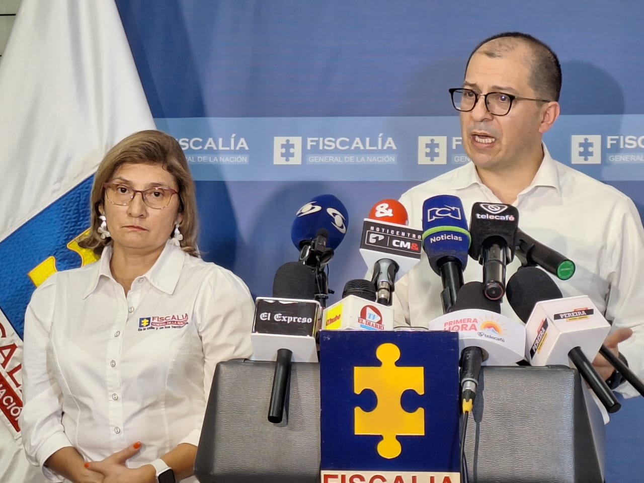 La vicefiscal Marta Mancera y el fiscal general de la nación Francisco Barbosa - Fiscalía seccional Risaralda.