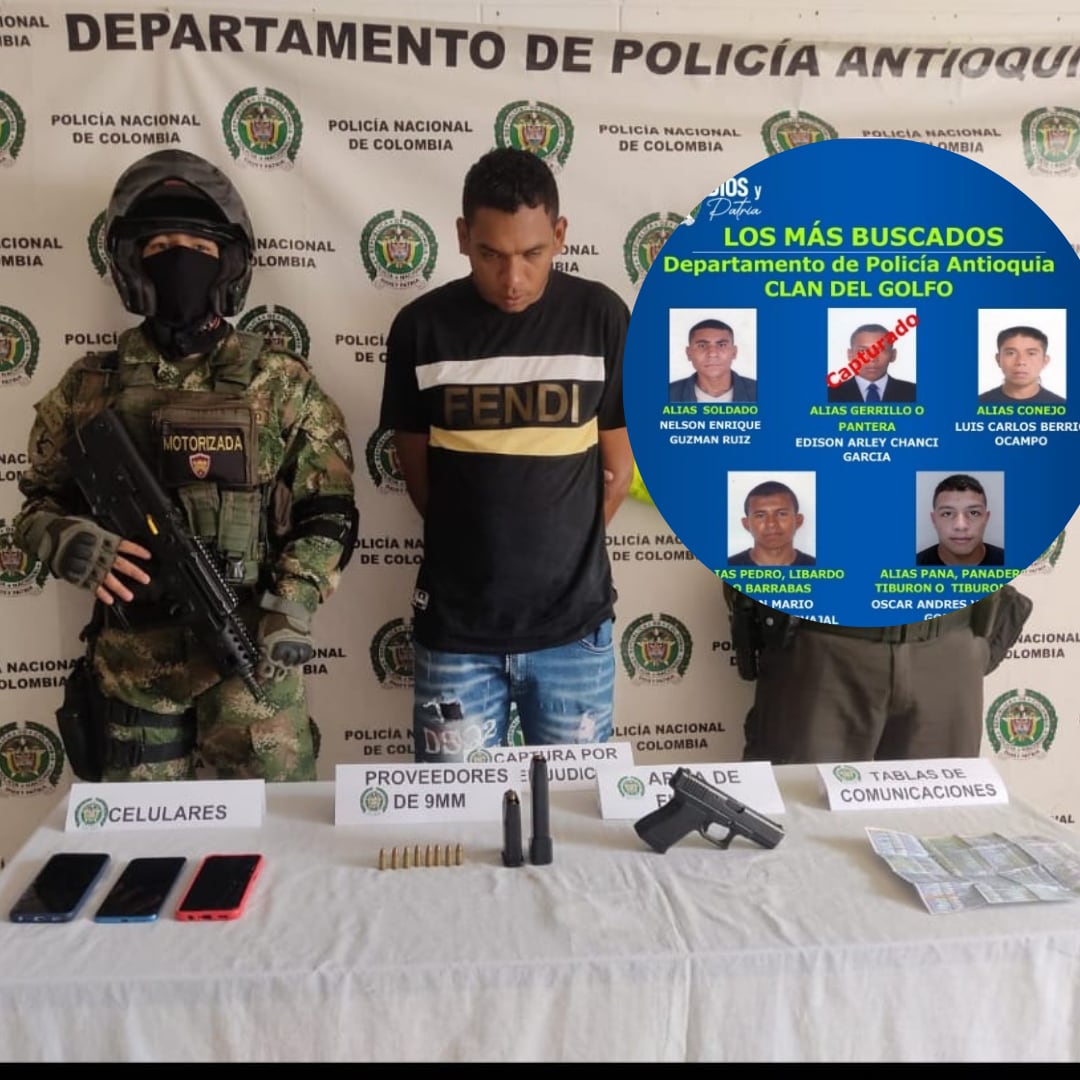 Capturado más buscado Norte de Antioquia- foto policía