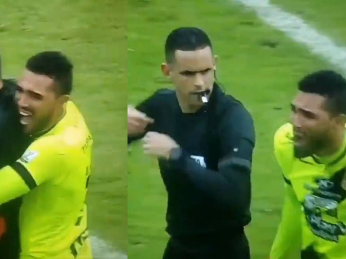 Ni el árbitro se salvó del festejo de los jugadores de Tolima por el título