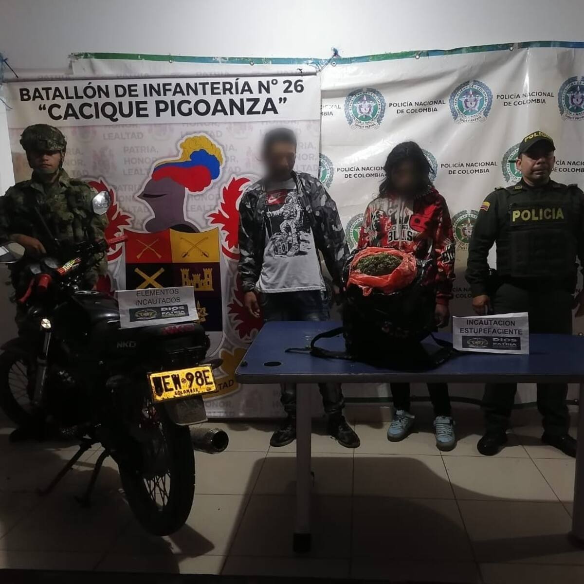 Incautan 3 kilos de marihuana y varías dosis de cocaína en el occidente del Huila