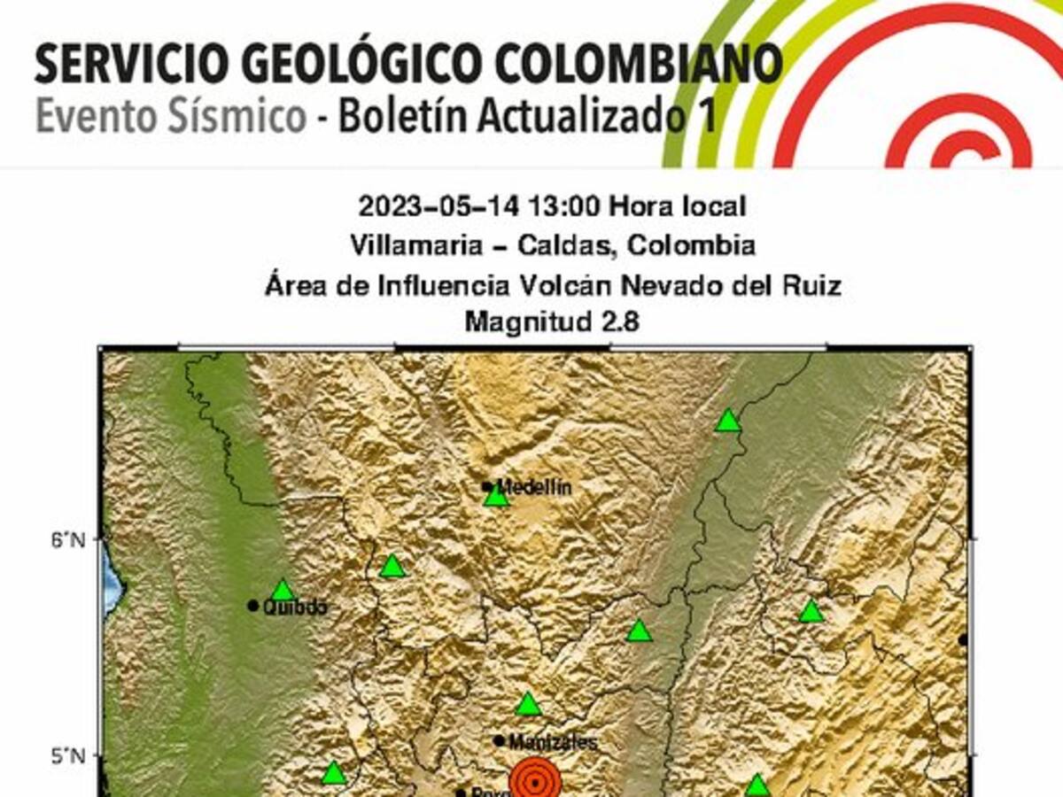 Se presentó sismo con epicentro en Villamaría, Caldas, zona de influencia del Volcán