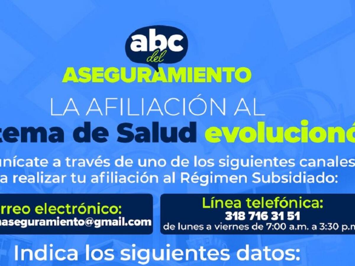 Piden a la ciudadanía afiliarse a los regímenes subsidiado o contributivo