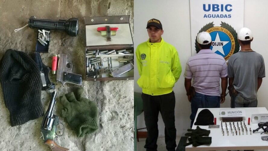 A los capturados se les incautó un revólver Smith & Wesson calibre 38L con seis cartuchos percutidos en el tambor. Foto: Policía Nacional