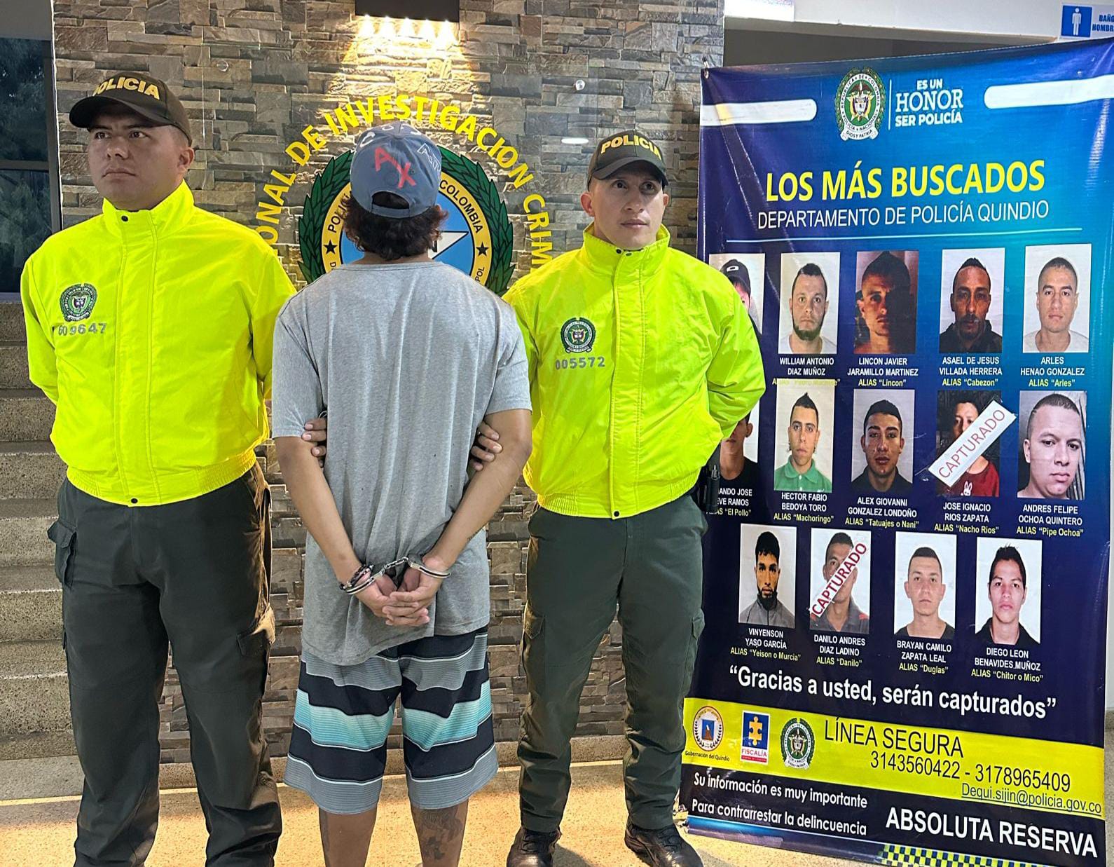 Alias "nacho Ríos" capturado por la Policía. Foto Cortesía Policía