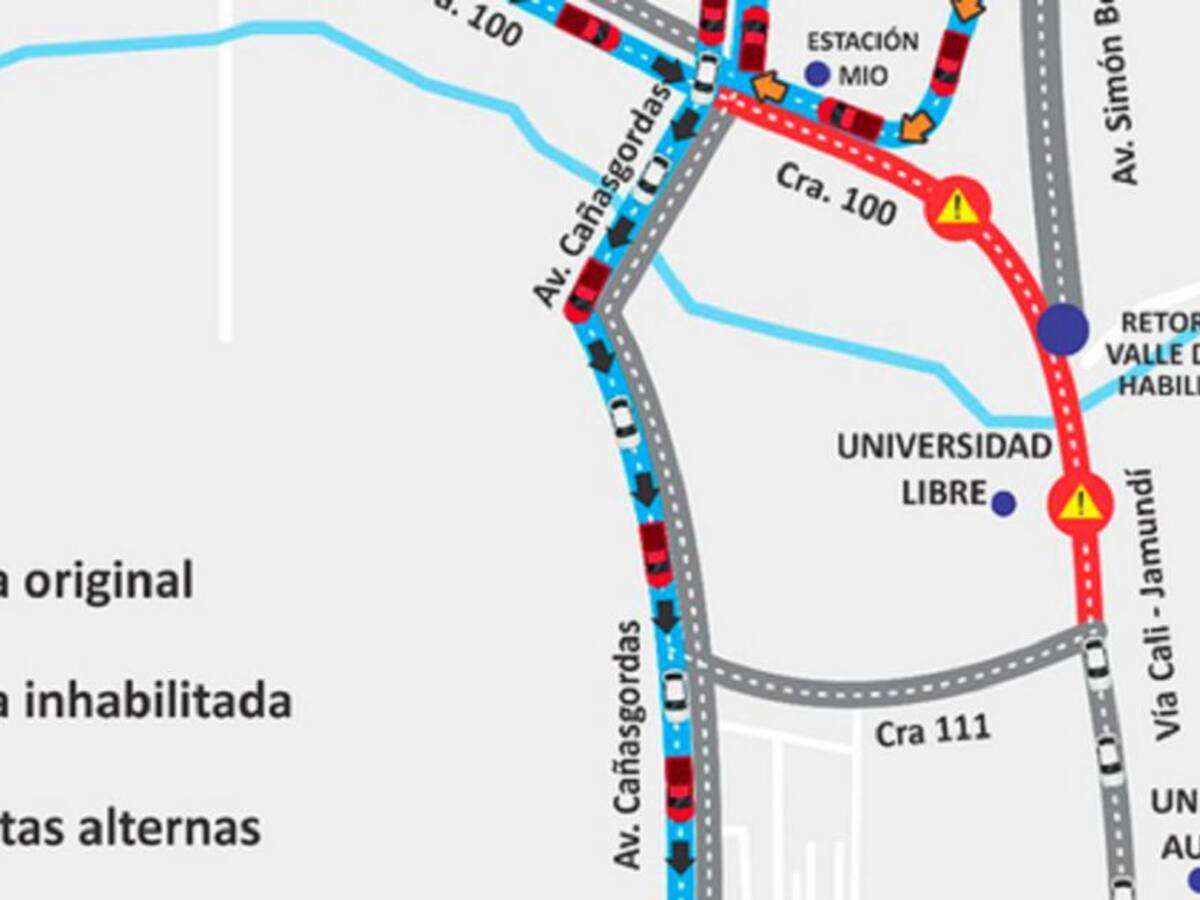 Cierres viales temporales entre carreras 100 y 109, sentido norte-sur