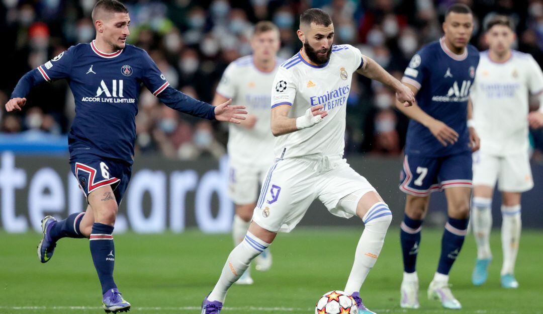Karim Benzema anotó tres goles ante el PSG
