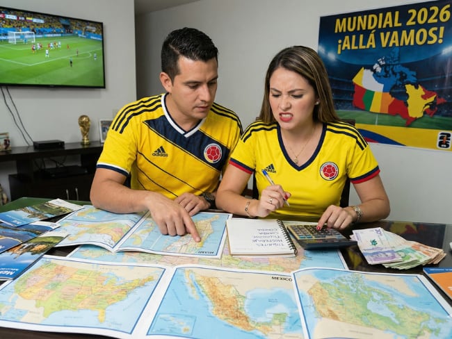 ¿Cuál es la forma más barata de ir al Mundial 2026 desde Colombia? Sin gastar una fortuna // Caracol Radio // Imagen creada con Gemini