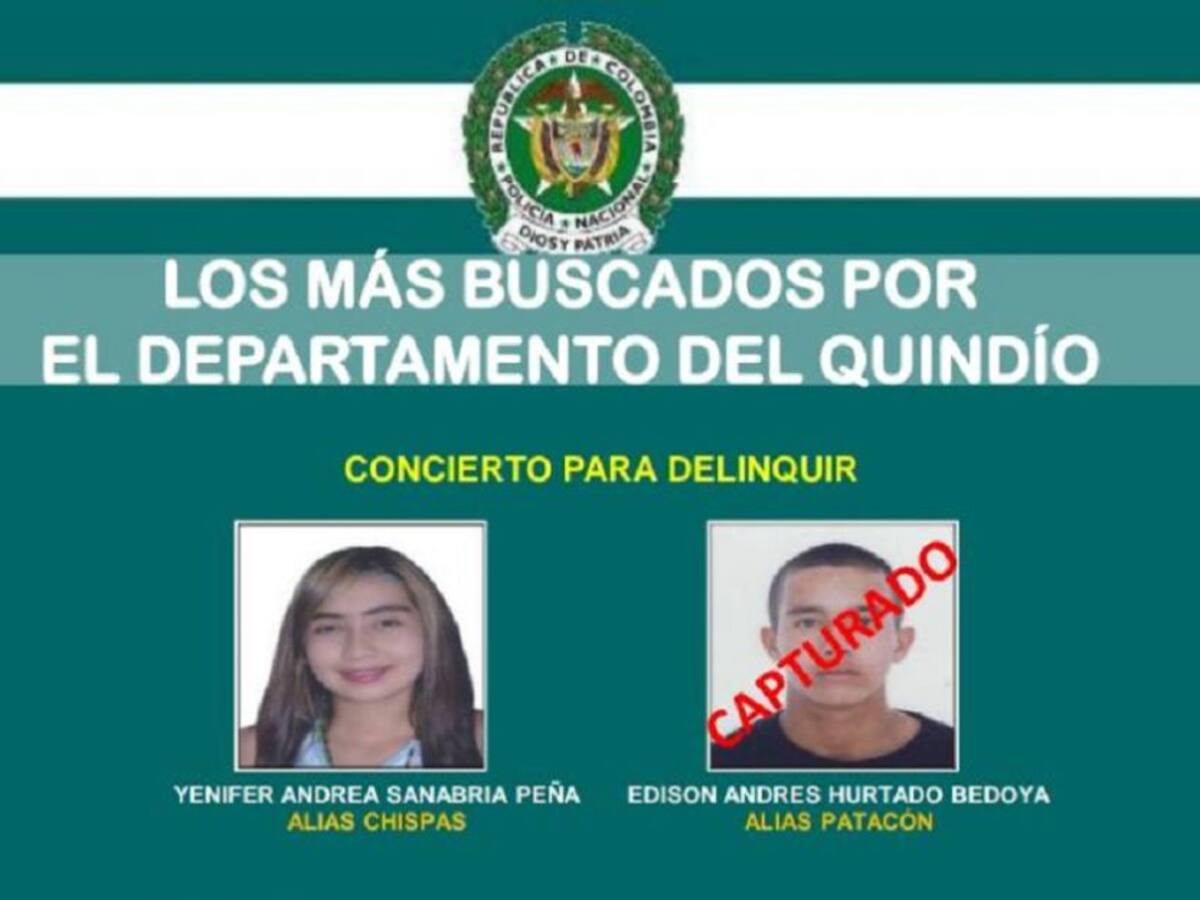 Una mujer dentro del cartel de los delincuentes más buscados del Quindío