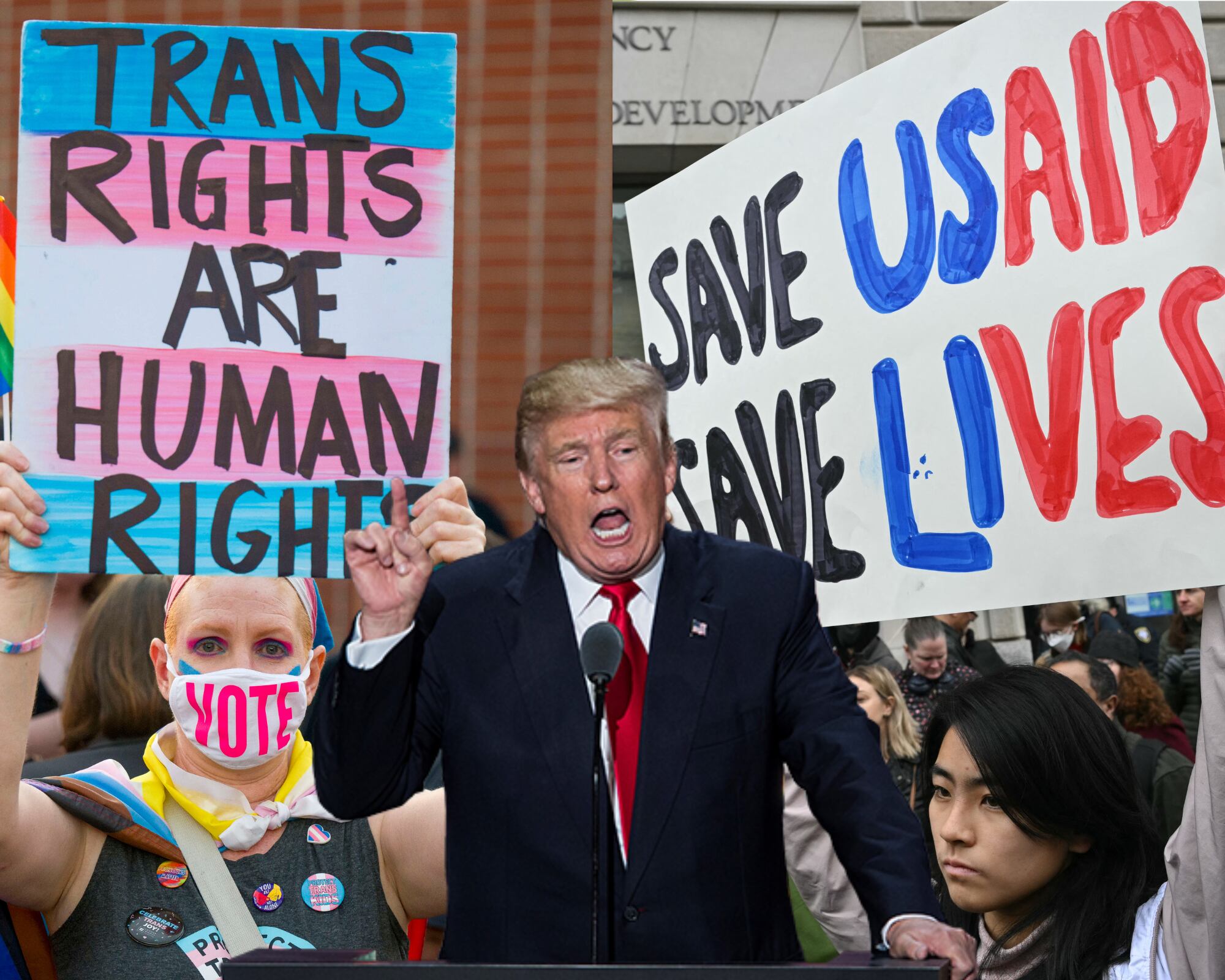 Mientras un juez ordenó cesar los esfuerzos por desmantelar Usaid, otro suspendió la prohibición de personas transgénero en el ejército, ambas medidas impulsadas por el gobierno de Donald Trump tras su regreso al poder en Estados Unidos. 
(Foto: Caracol Radio / Getty)