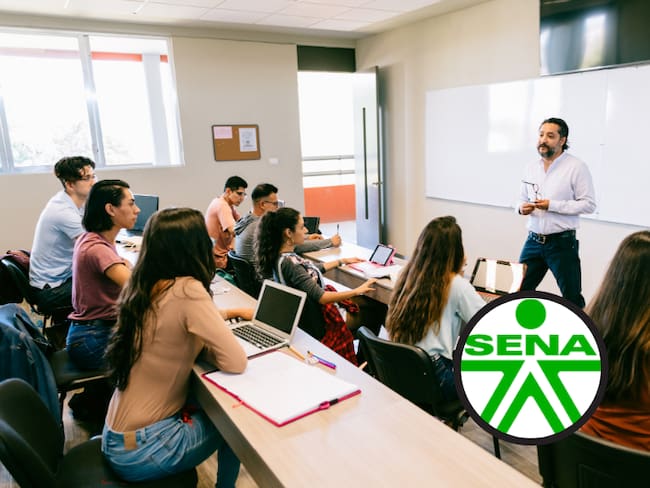 Cursos gratuitos en el SENA 2025. Imagen de fondo de Canva