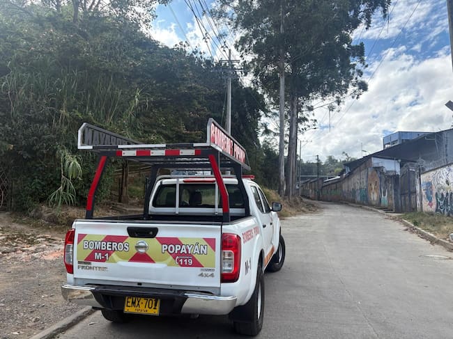Vehículo de los bomberos de Popayán, hurtado en el sur del Cauca. Crédito: Bomberos de Popayán.