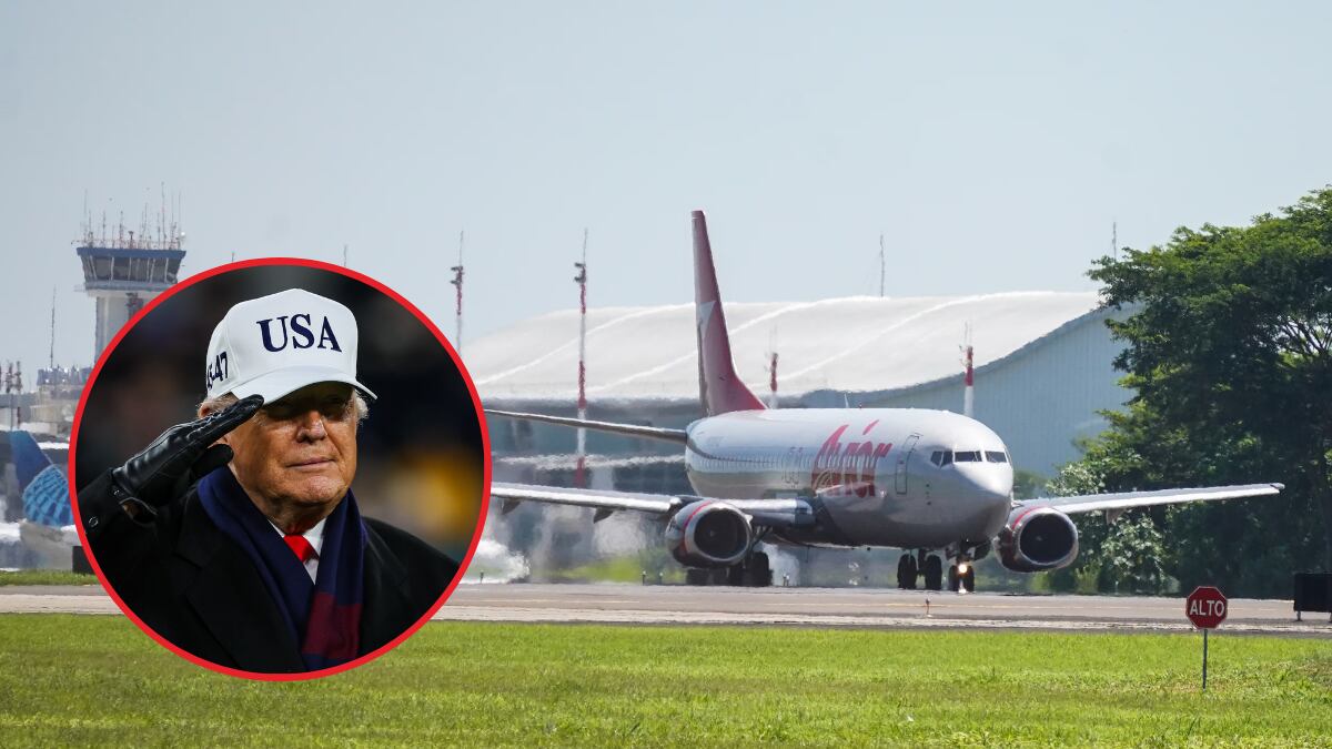 Avión con migrantes y Donal Trump (créditos: GettyImages)