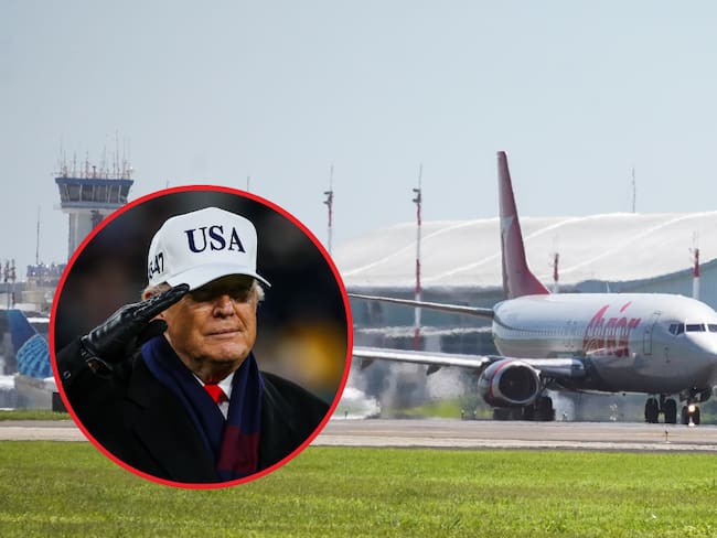 Avión con migrantes y Donal Trump (créditos: GettyImages)