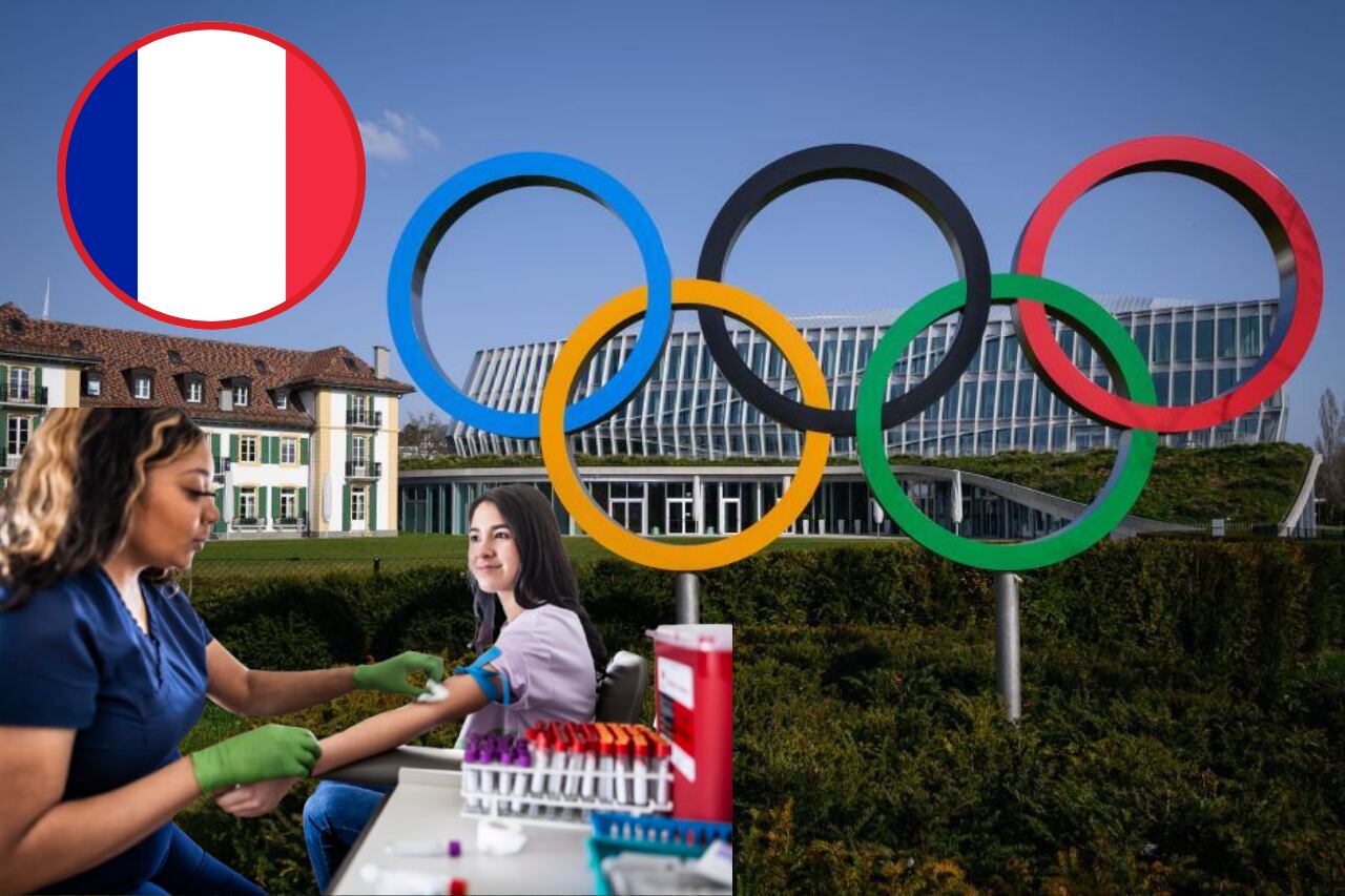 Imagen de referencia. COI: Getty Images / Examen de sangre: Getty Images / Bandera de Francia / Getty Images.