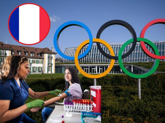 Imagen de referencia. COI: Getty Images / Examen de sangre: Getty Images / Bandera de Francia / Getty Images.