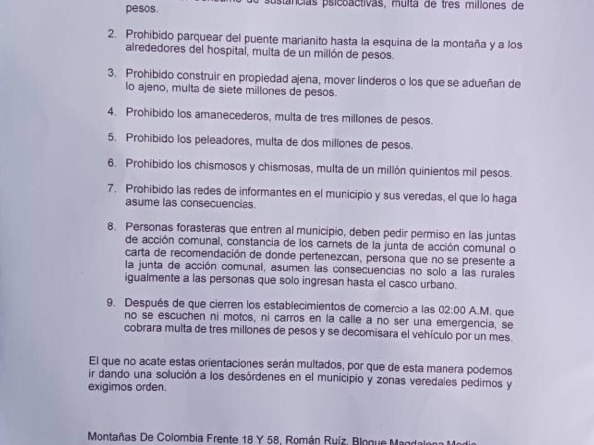 Con “calidoso” saludo, disidencias amenazaron con nuevas reglas de convivencia en Briceño