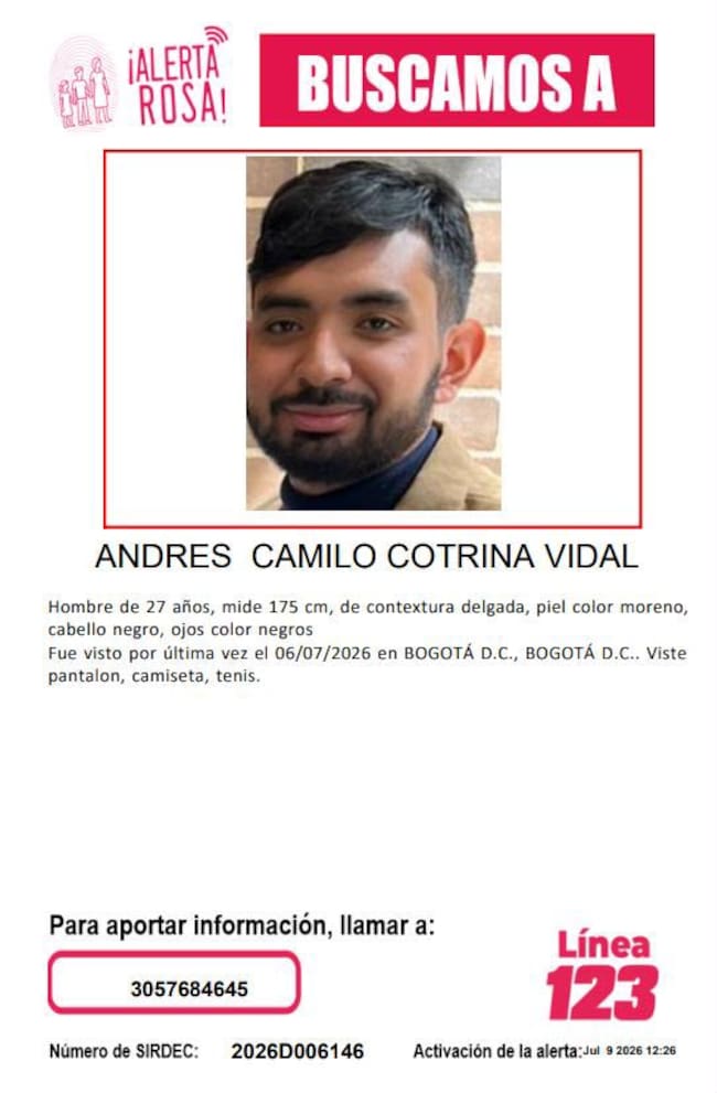 Familia de Andrés Camilo Cotrina, desaparecido en Bogotá pide ayuda para encontrarlo