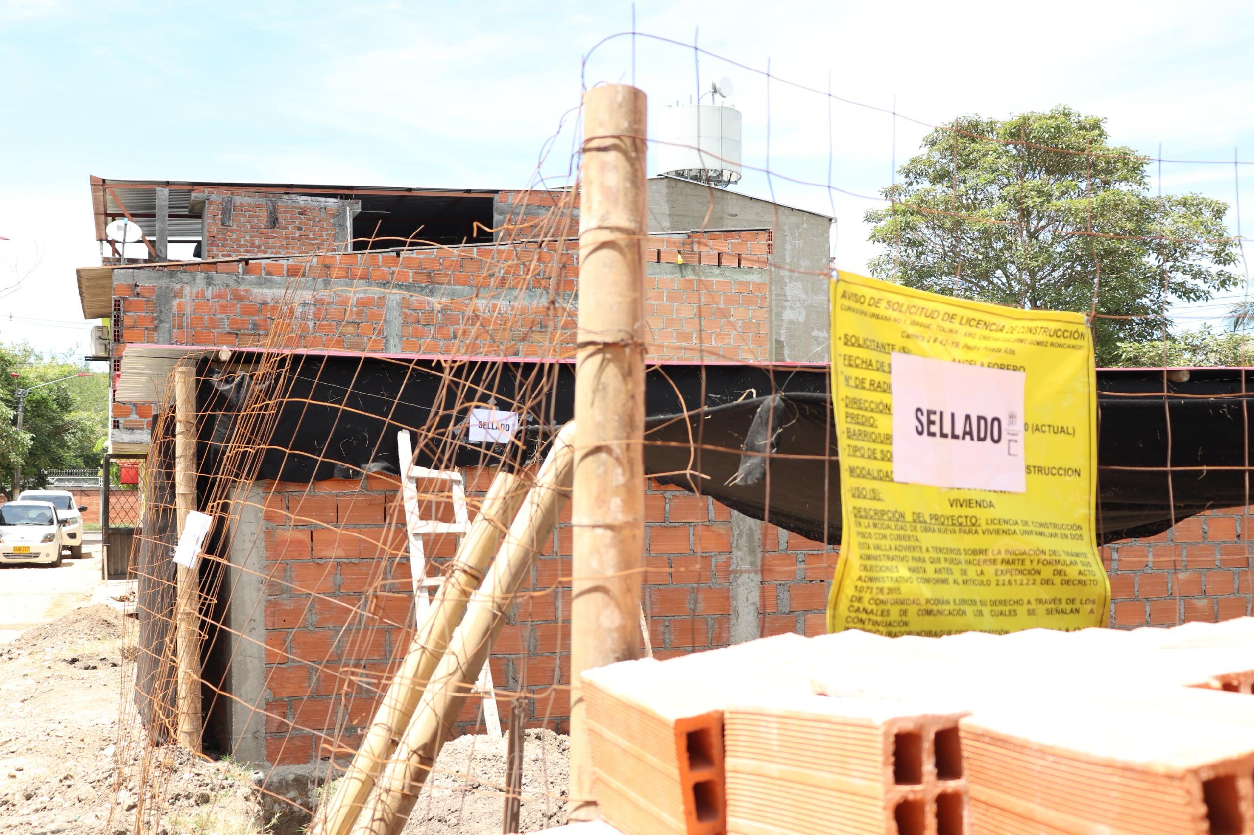 Tres construcciones ilegales en Ibagué fueron selladas.