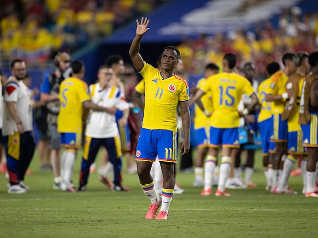 MIAMI GARDENS, FLORIDA - JUNE 27: Jhon Arias #11 of Colombia waves to the fans after the FIFA World Cup 2026 Group K match between Colombia and Portugal at Miami Stadium on June 27, 2026 in Miami Gardens, Florida. (Photo by Michael Pimentel/ISI Photos/ISI Photos via Getty Images)