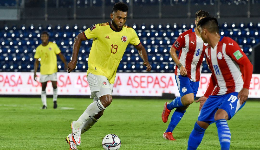 Miguel Ángel Borja con la Selección Colombia ante Paraguay en las Eliminatorias a Catar 2022