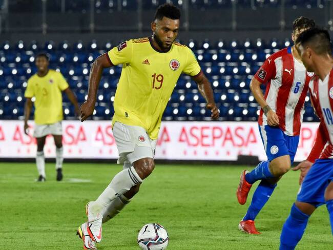 Miguel Ángel Borja con la Selección Colombia ante Paraguay en las Eliminatorias a Catar 2022