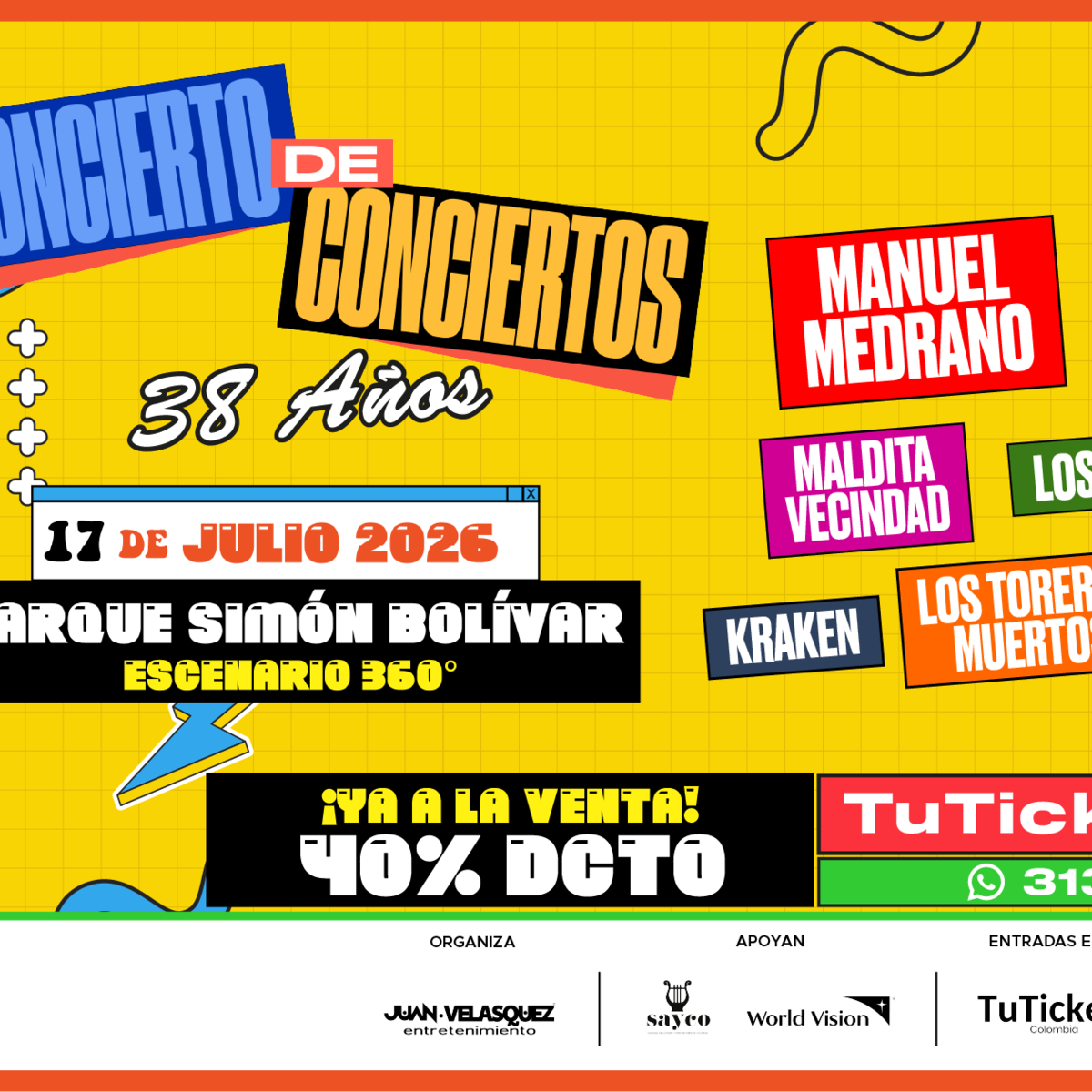 El “Concierto de Conciertos” celebra 38 años con un cartel histórico y escenario 360° en Bogotá