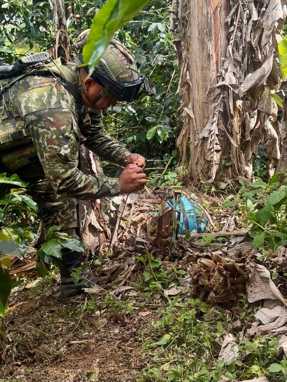 Mina antipersonal ubicada en Yarumal- foto Cuarta Brigada