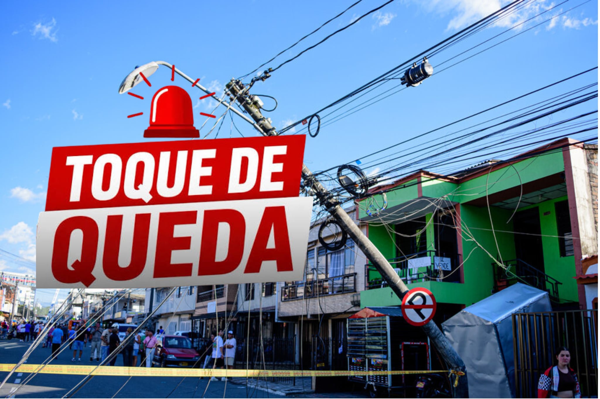 Imagen de Pereira después del terremoto tomada de Colprensa Imagenes (Crédito: Juan F Henao) // Letrero de toque de queda tomada de Pereira en vivo