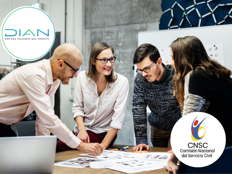 Imagen de referencia empleo/ Logo de la DIAN y CNSC/ Getty Images