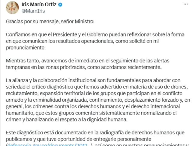 Trino Defensora del Pueblo, Iris Marín