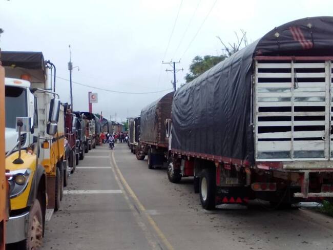 45 camiones están ubicados en el kilómetro 2 a la salida de San José del Guaviare hacia Villavicencio